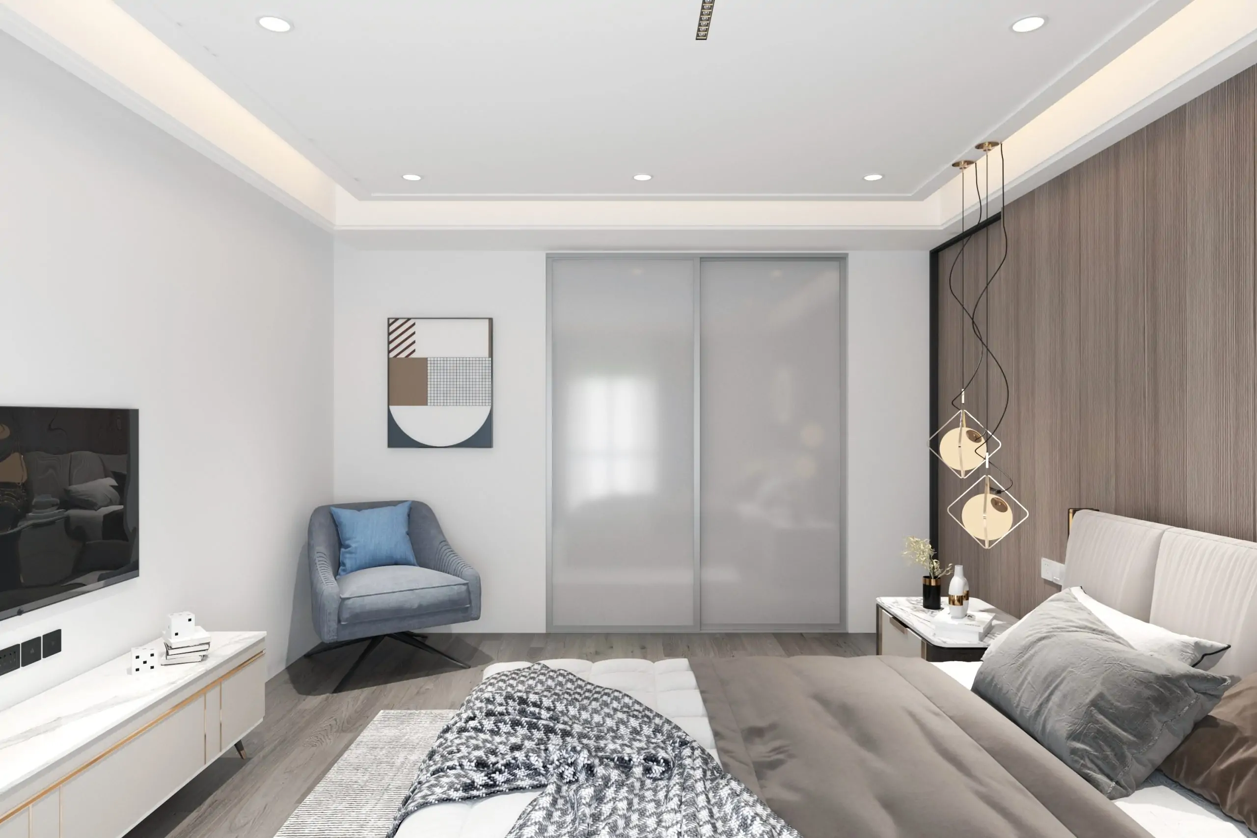 Made to measure sliding wardrobe kit – 2 white glass doors, steel frame