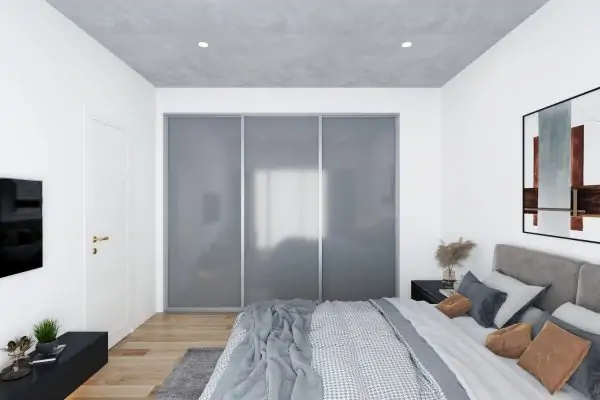 Made to measure sliding wardrobe kit – 3 dust grey glass doors, steel frame