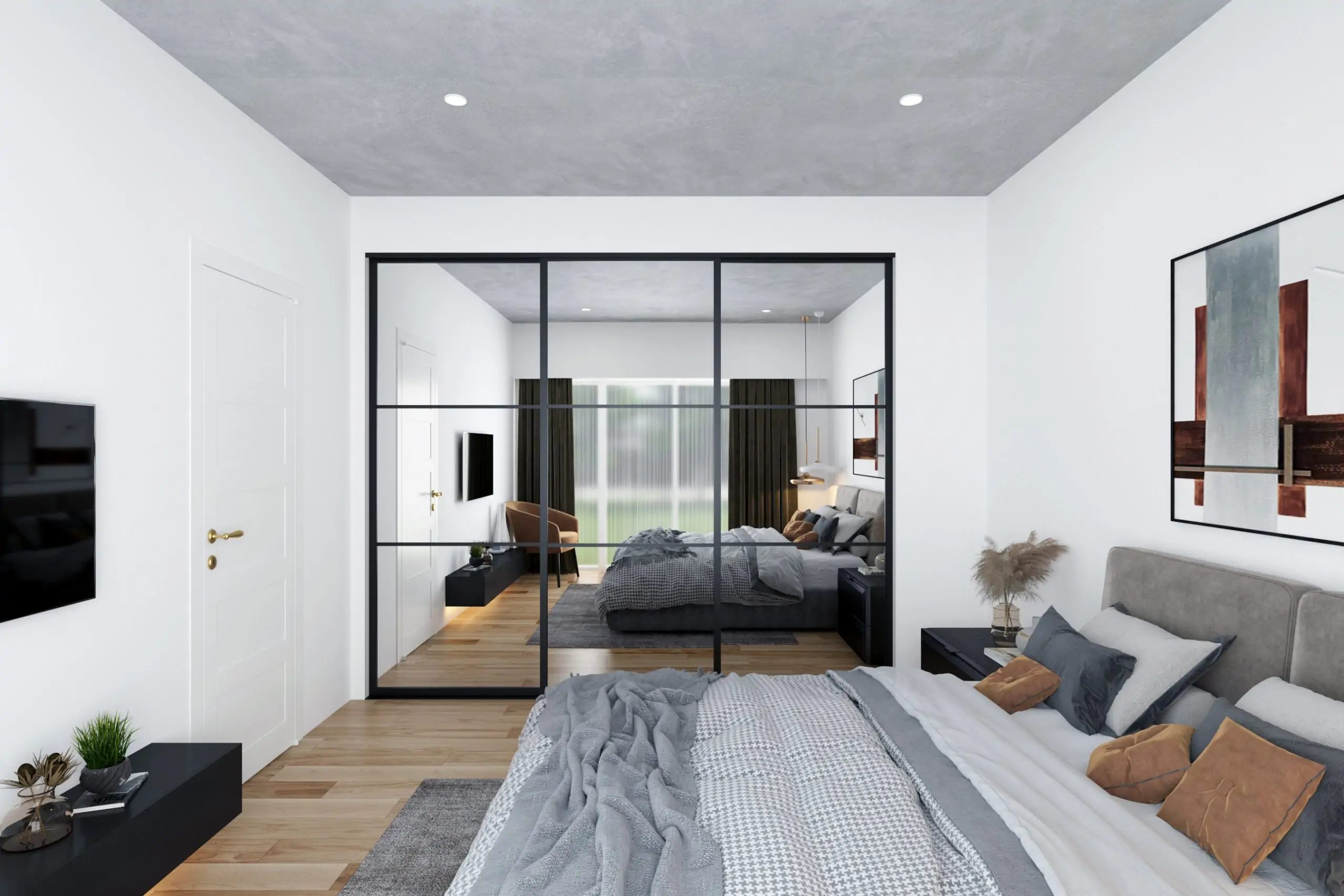 Made to measure sliding wardrobe kit – 3 mirror doors, black frames